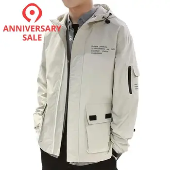 

FALIZA New High Quality Men Casual Hooded Jacket Fashion Mens Pilot Jacket Spring Autumn Male Zipper Pocket Baseball Coats J100