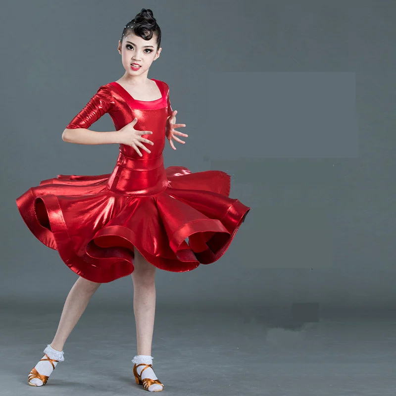 Детское платье для латиноамериканских танцев танцевальная одежда для девушек костюмы для латиноамериканских соревнований детское платье для танцев Одежда для девочек танцевальные костюмы красного цвета