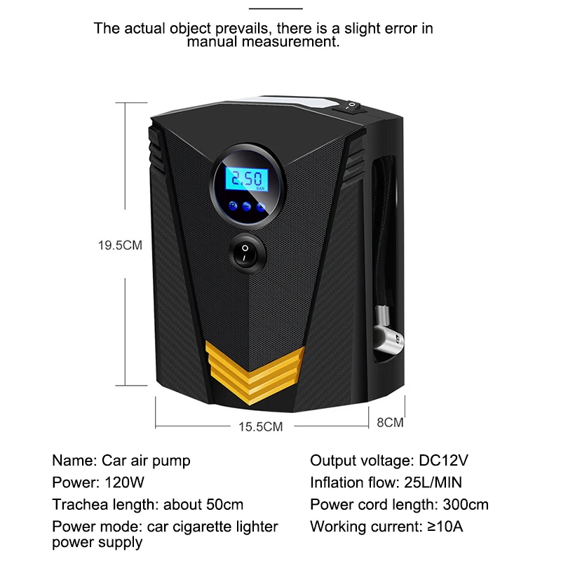 120 Вт автомобильный портативный воздушный компрессор насос DC 12 В цифровой насос для шин 150 PSI автоматический воздушный насос для автомобиля мотоцикла светодиодный светильник насос для шин