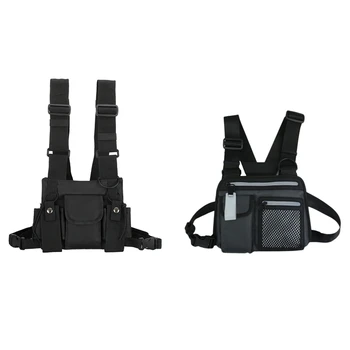 

2 Pcs Hip-Hop Men Chest Rig Bag Man Reflective Functional Vest Pack Male Streetwear Abon Pack Strap Waist Bags