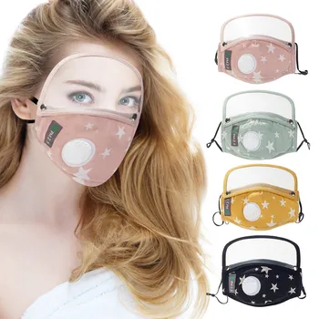 

2PCS Adult Cotton Mask + 4PCS Filters Breathable Respirator Mouth Mask With Eye Shield Reusable Washable Face Cover Mascarillas