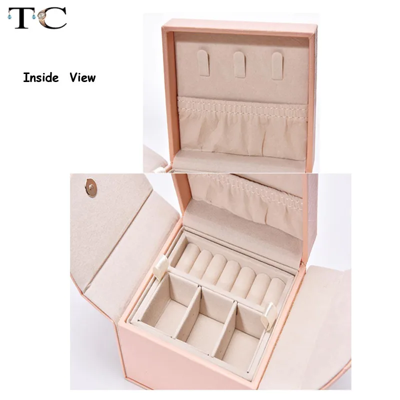 Двойная открытая коробка для ювелирных изделий, кожаное косметическое ожерелье, чехол для хранения, органайзер, милый корейский стиль, кольцо, серьги, упаковка, Подарочная коробка для путешествий