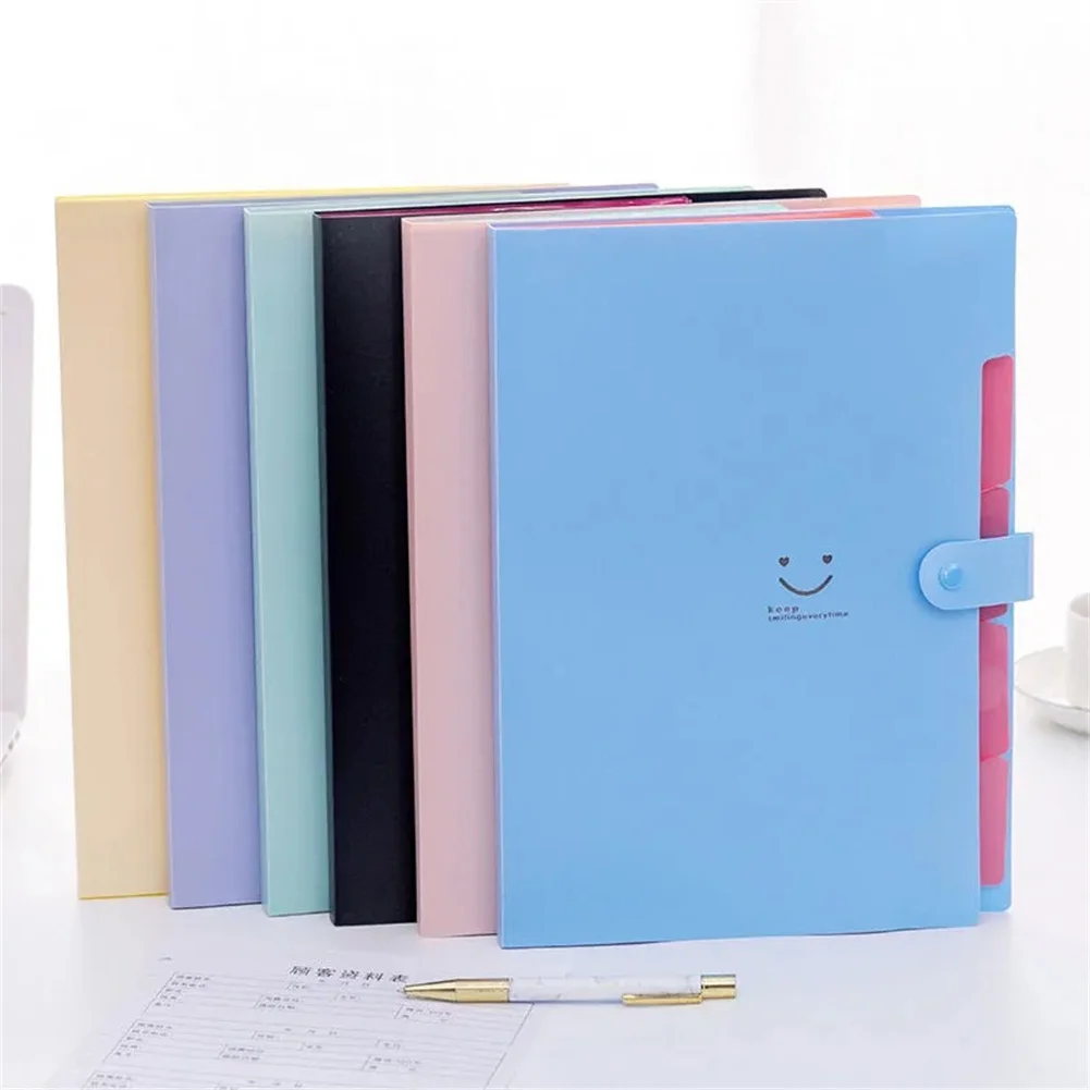 A4 Expanding File Folder 5 Pockets Accordion Document Organizer Plastic Portfolio Accordion Folder Diary Office School Supplies