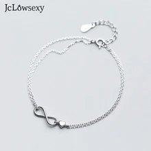 Jclowsexy 925 пробы Серебряный браслет корейский стиль мода двойной Бесконечность браслет сладкий в форме сердца серебряные ювелирные изделия подарок