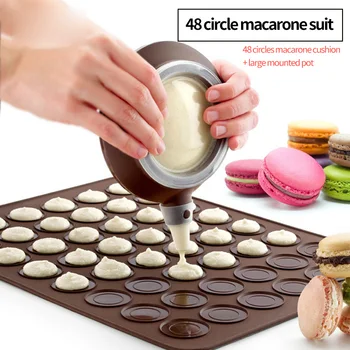

Silicone Macaron Macaroon Pastry Oven Baking Mould Decorating And Sheet Mat Set 48-Cavity DIY Mold Baking Mat Useful Tools