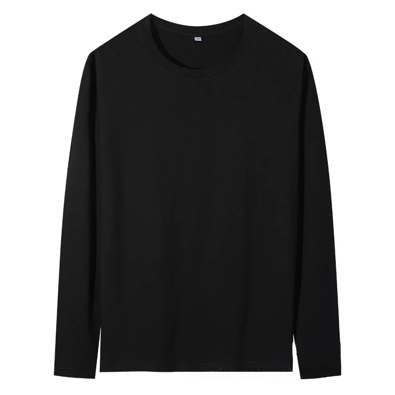Male Autumn Long Sleeve T-shirt For Promotional Activities Solid Black White Gray Color Tops Men | Мужская одежда