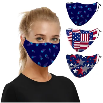 

American Flag Print Masks Unisex Adjustable Windproof Reusable Printed Face Mask Breathable Sun Face Shield masque tissus