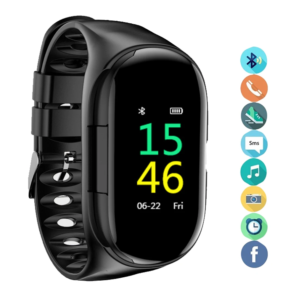 

M1 Smart Watch Earphone Smartwatch 2 in 1 Waterproof Heart Rate Detection Long Standby Sport Smart Bracelet For IOS Android