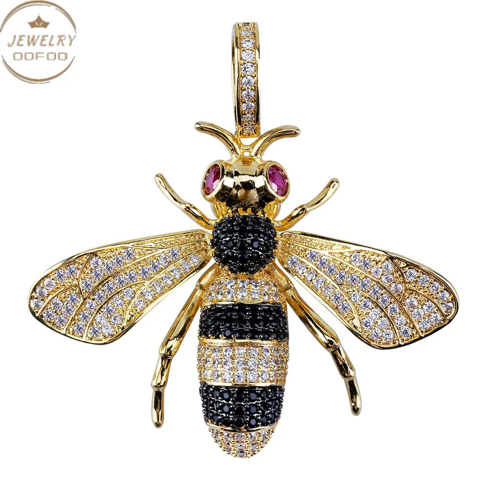 2021 Global Explosive Little Bee Pendant Gothic Micro-inlaid Colored Zircon Hiphop Necklace Jewelry Accessories | Украшения и