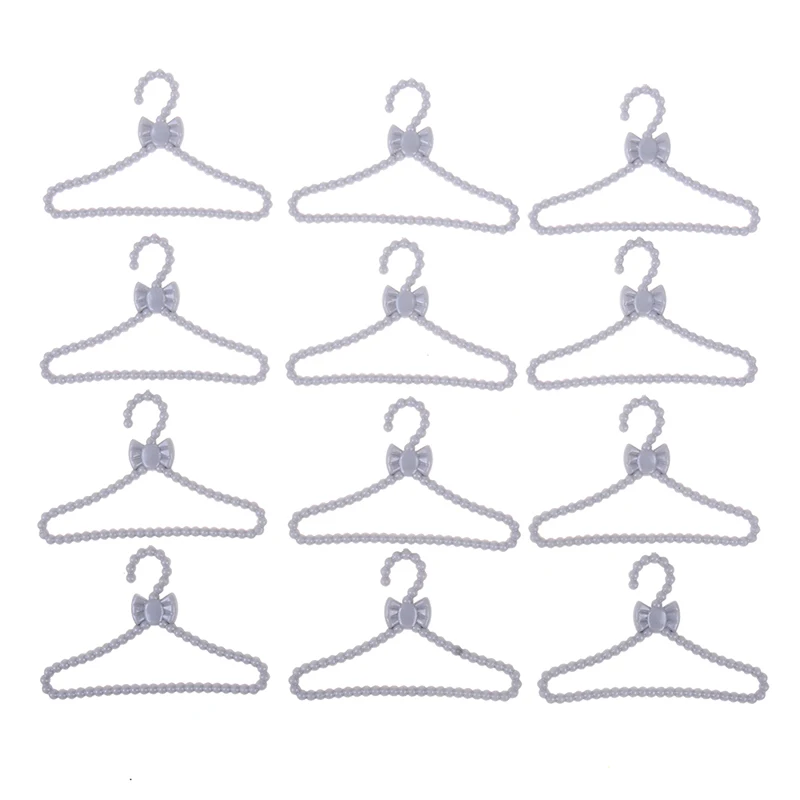 

20pcs Mini Gray Hangers Bowknot Design Dollhouse Dress Clothes Accessories Doll Accessories