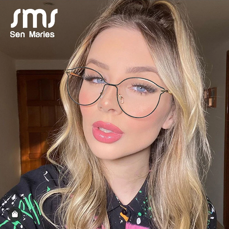 Fashion Computer Glasses Frames Women Blue Light Filter Alloy Frame