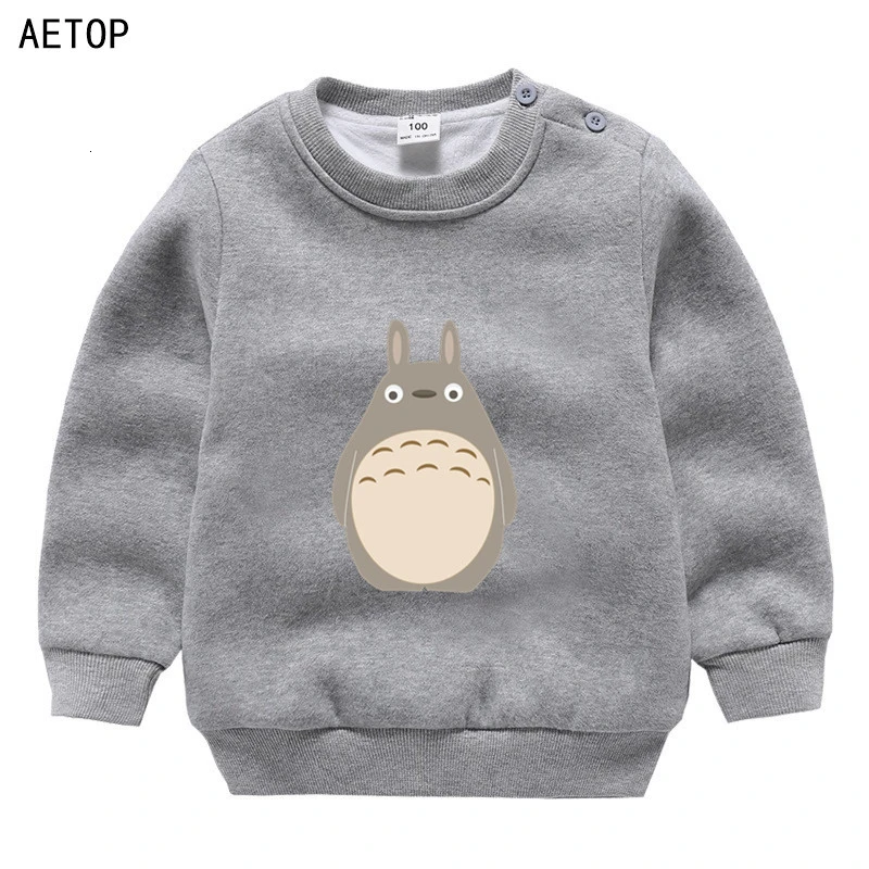 as picture ; зимние Бархатные фильм Толстовка totoro для мальчиков и девочек, забавные цветные детские с О-образным вырезом для шеи, детские топы с рисунками из мультфильмов для малышей - Цвет: as picture