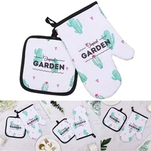Anti Scald Cooking Gloves Non Slip Protective Pot Holders Baking Kitchen Heat Resistant Feather Cactus BBQ Home Oven Mitts