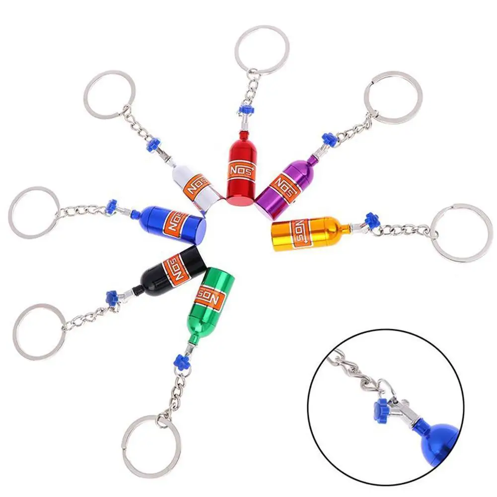 1pcs New Modified Car Keychain Nitrous Oxide Bottle Key Chain DecorativeKeyring Stash Pill Box Storag | Автомобили и мотоциклы