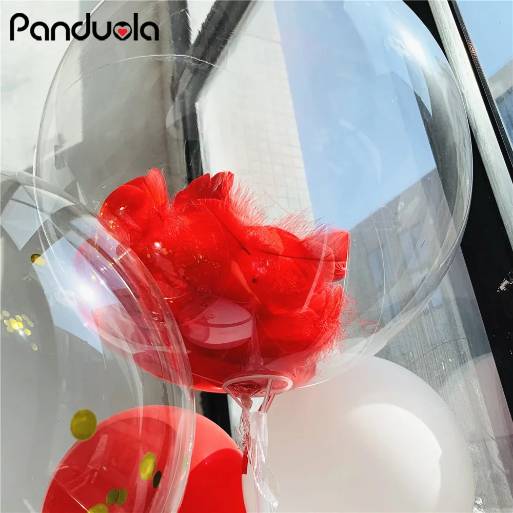 

Round bubble balloons transparent Wedding Birthday Feathers Ballooons Party Decor DIY Gifts Super Clear Helium Bobo Globos