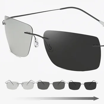 

Polarized Photochromic Sunglasses Men Vintage Rimless Sun Glasses for Men Chameleon Glasses UV400 Goggles Lentes De Sol Hombre