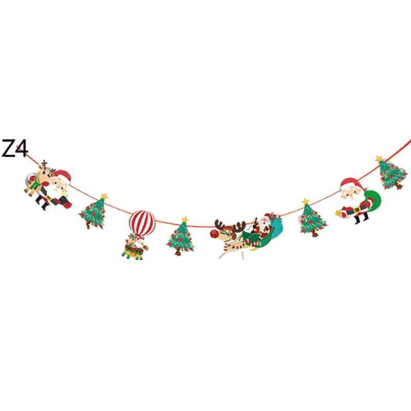 3M, Рождественский баннер, Рождественский флаг с надписью, бумажные цепочки, Рождественское украшение для дома, вечерние узоры с Санта-Клаусом - Цвет: 4