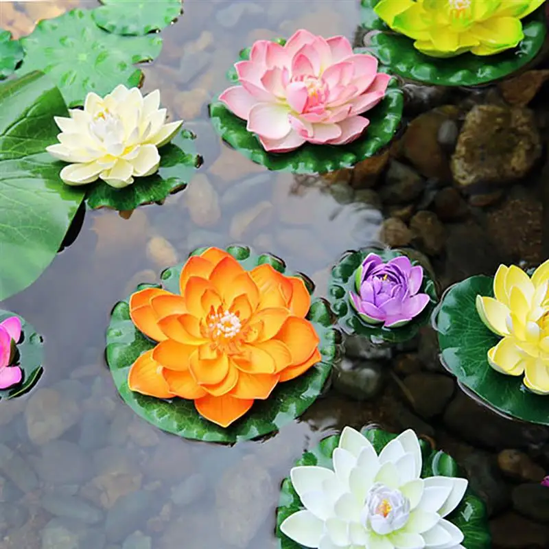 12pcs 18cm Floating Lotus Artificial Flower Wedding Home Party Garden Pool Decorations DIY Water Lily Mariage Fake Plants