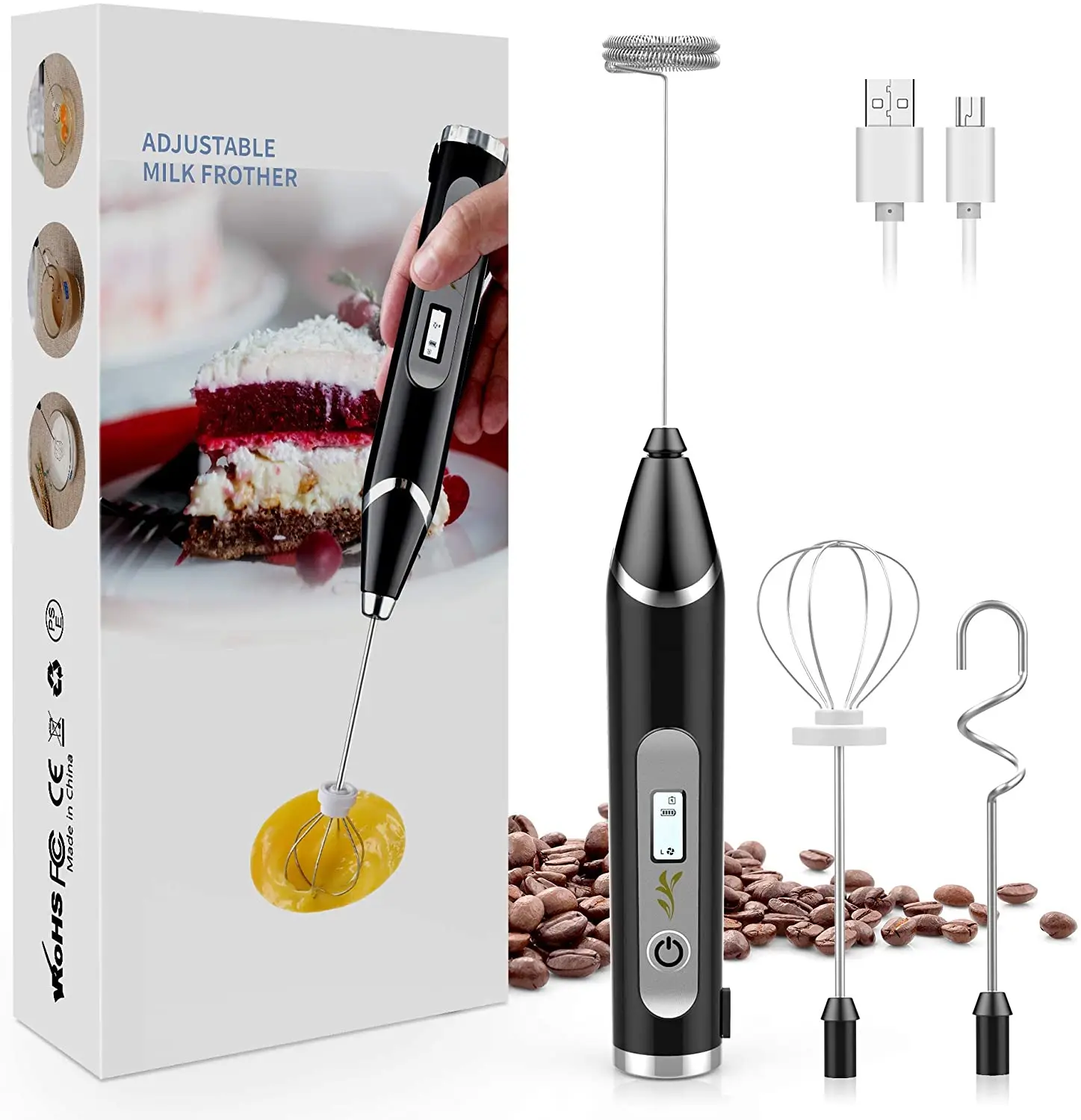 Buy Wholesale China Rechargeable Milk Frother, Handheld Electric