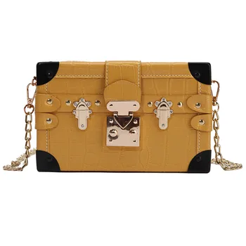

Crocodile Box Bag Women's Crossbody Acrylic Box Bag Square Shape Clutch Evening Bag Metal Chain Wedding Party Purse