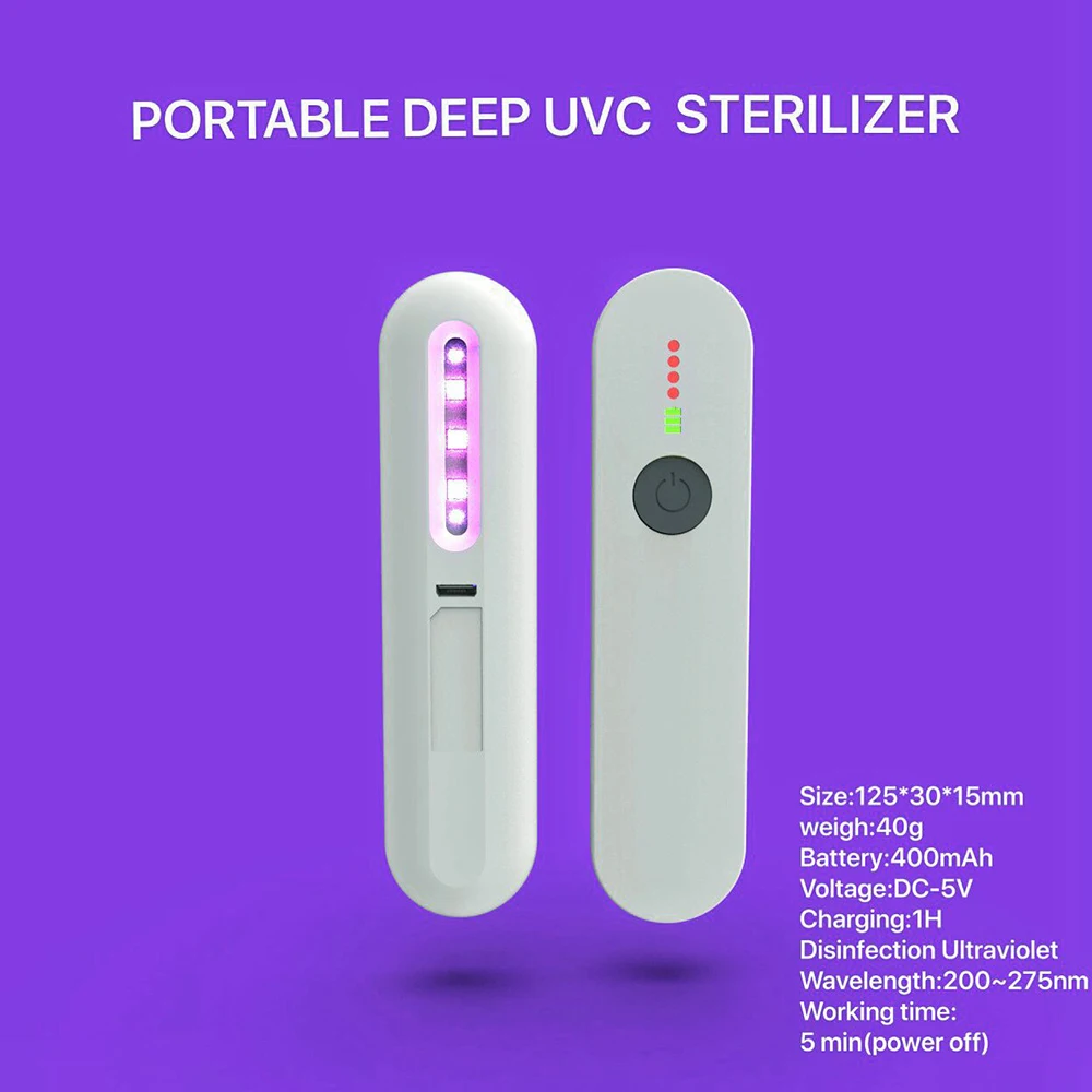 Esterilizador Portátil Esterilização Vara Desinfecção Cuidados Pessoais Viagem Led Desinfetante Luz Uvc Lâmpada uv Usb 4 Lâmpadas ultravioleta
