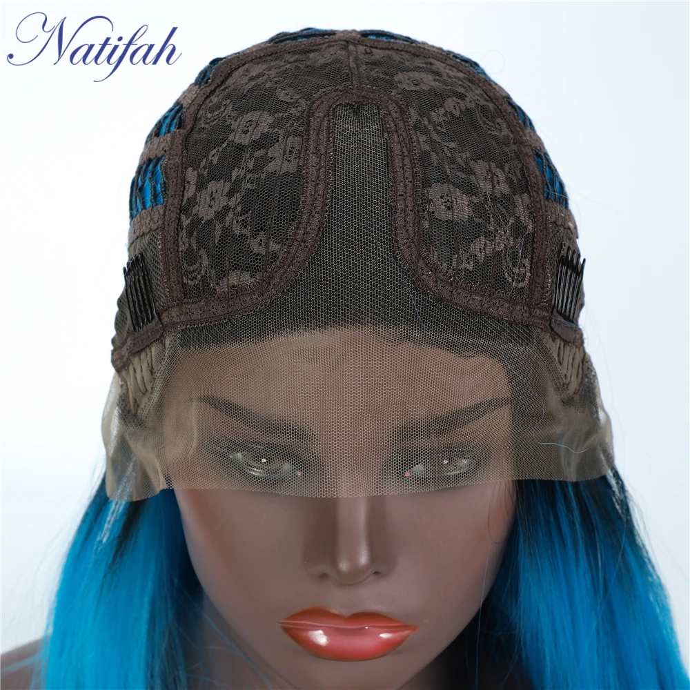 Natifah короткий парик, черный парик, синтетические парики на кружеве, 150% плотность, шелковистый прямой парик, средняя часть, прямые парики для черных женщин