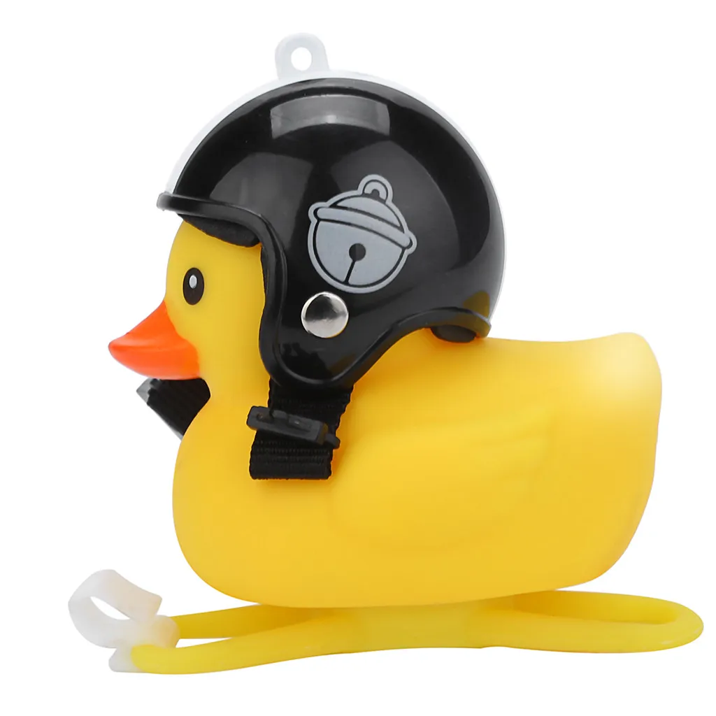 Clearance 1pc Cartoon Yellow Silica Little Duck Helmet Head Bicycle Light Shining Mountain Bike Handlebar Duck Head Light Bell Accesso#PY6 21