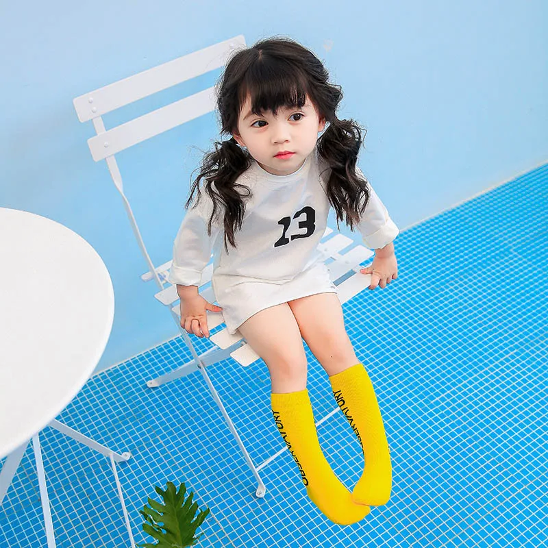 Fashion Letters Cotton Soft Warm Winter Children's Socks Knee-high For Girls Boys Slip Resistant Toddler Long Sport Ankle Casual