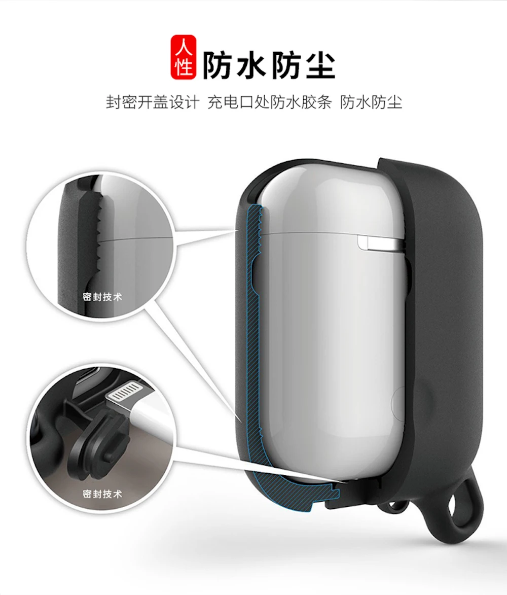 Сплошной цвет водонепроницаемый чехол для наушников для Airpods чехол милый силиконовый Bluetooth наушники защитный чехол-1 поколение 10 цветов