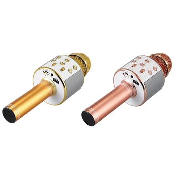 

HOT-2 Pcs Wireless Karaoke Microphone Portable Bluetooth Mini Home KTV for Music Playing and Singing Speaker Player Selfie PHONE