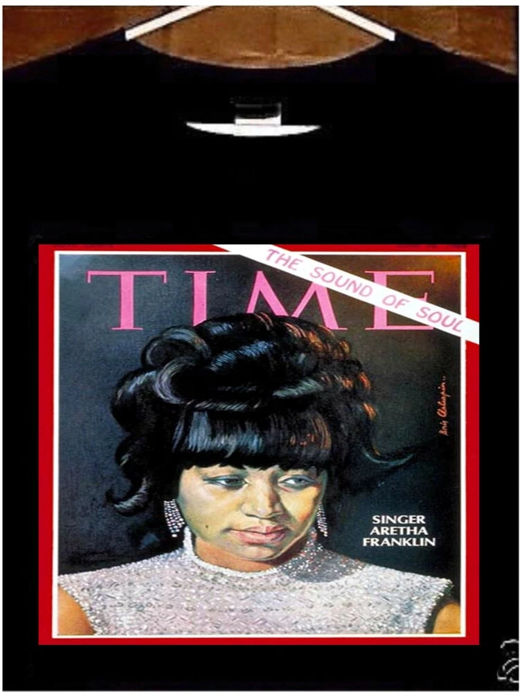 Aretha Франклин футболка Franklin 1968 времени Обложка журнала футболка|Футболки| |