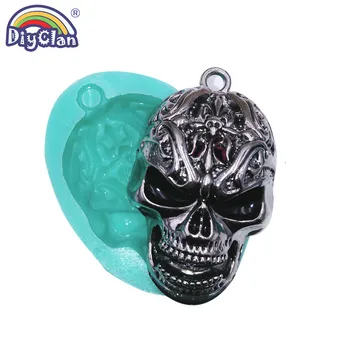 

Skull Head Cross Pendant Silicone Mold For Hip Hop Punk Necklace Resin Halloween Chocolate Fondant Cake Decoration Molds Matic