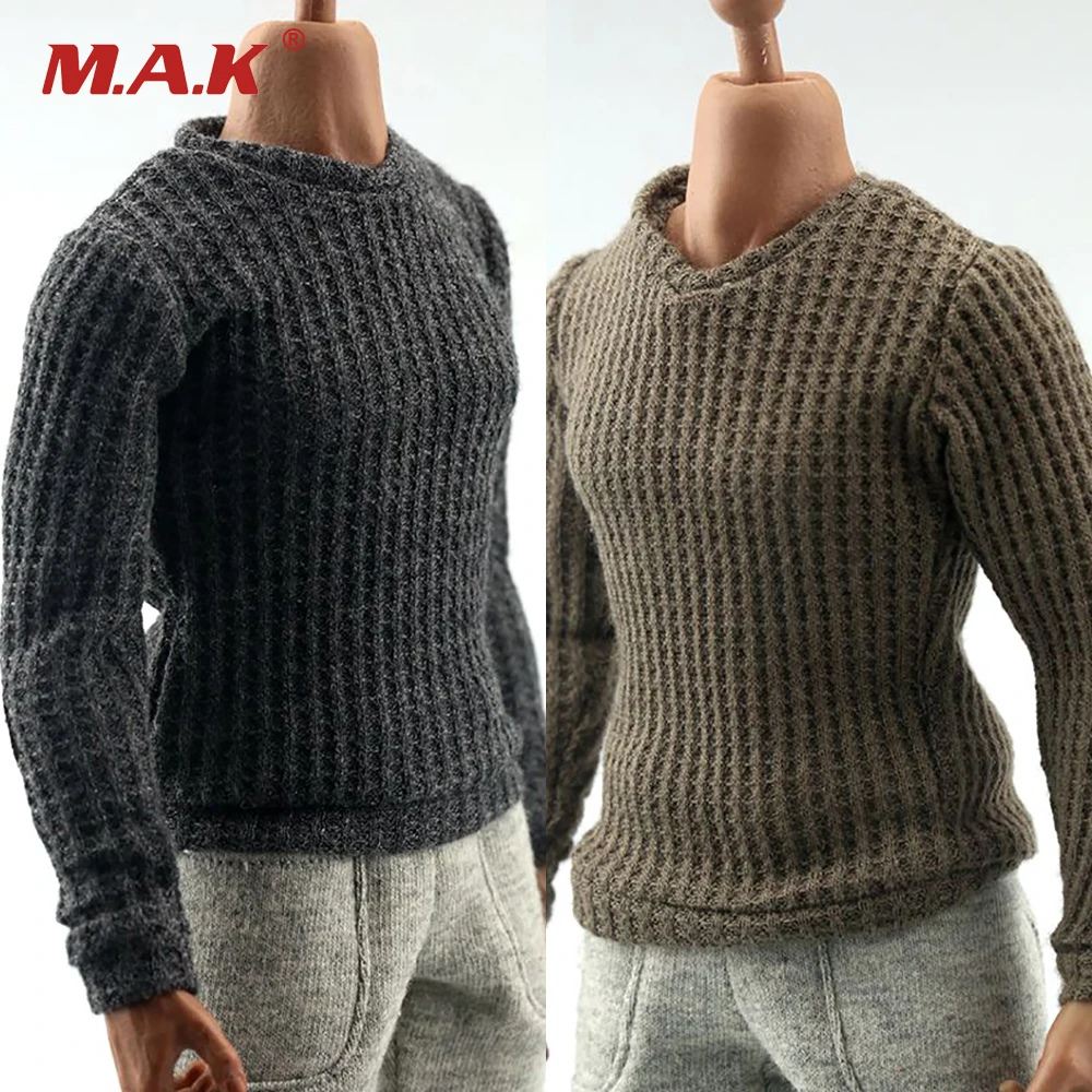 

In stock 1/6 Scale Military Sweater Soldier SweaterMale Sweater Long Sleeve T-shirt Elbow patch Accessory