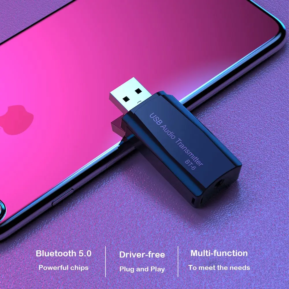 Прозрачный Универсальный USB Bluetooth передатчик и приемник 2-в-1 Bluetooth 5,0 ТВ компьютер беспроводной аудио Bluetooth адаптер