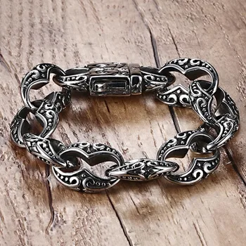 

22.3CM Titanium Steel Iris Flower Men's Bracelet Stainless Steel Trendy Fashion Women's Jewelry
