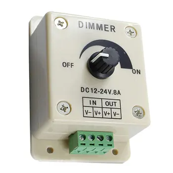 

DC 12-24V 8A LED Dimmer Switch Adjustable Brightness Lamp Strip Driver Single Color Light Power Supply Controller