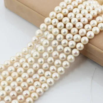 

Natural 10-11mm round white pearl strands loose beads women lady jewelry DIY