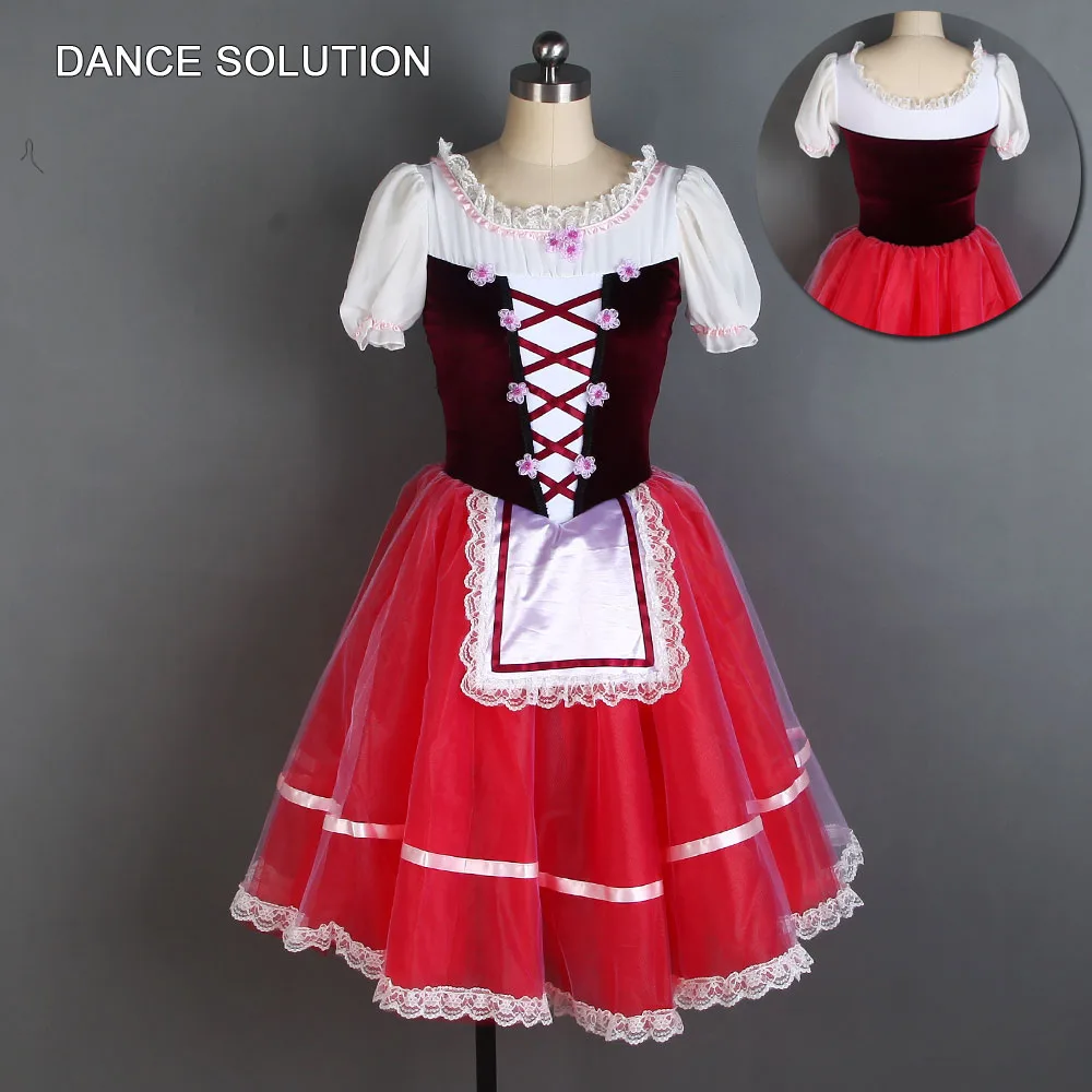 

Burgundy Velvet Unitard with Romantic Tulle Skirt 2019 New Arrival Ballet Tutu for Adult & Child Ballerina Dance Costumes 20017