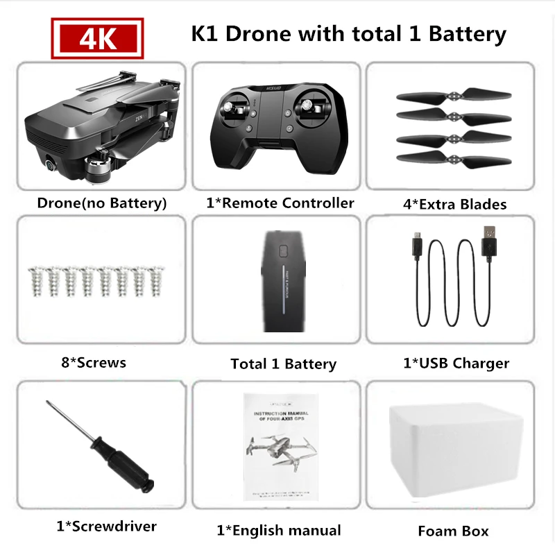 Visuo ZEN K1 Радиоуправляемый Дрон с GPS 4K Квадрокоптер с камерой управление жестами Квадрокоптер Flight 28mins следить за мной Дрон VS F11 B4W SG906 - Цвет: Foam Box 1B