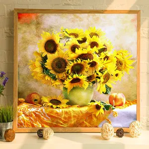 Needlework,DIY Cross stitch,set for full embroidery kit,classic noble vase sunflower printed pattern cross stitch handwork gift