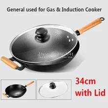 32/34 см чистое железо горшок домашние тапочки ручной работы; железа индукционная плита для вока без покрытия антипригарным вок посуда Пособия по кулинарии вок кастрюля