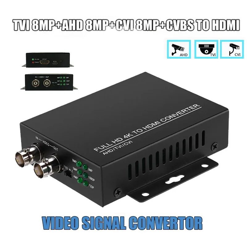 

HDMI Converter Adapter Full HD 4K 1080P 5MP/8MP BNC HDMI Video Converter Monitor HDTV DVRs Convert TVI CVI AHD Video Signal