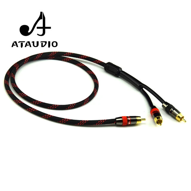 ATAUDIO HIFI Single RCA to Dual RCA Subwoofer audio cable Pure Copper One  Sub-2 Splitter