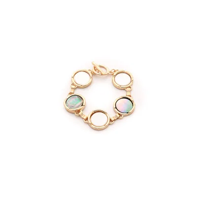 Корея дизайн акриловые металлические натуральный камень с геометрическим шестиугольным круглые браслеты для женщин Подарки для девочек - Окраска металла: D