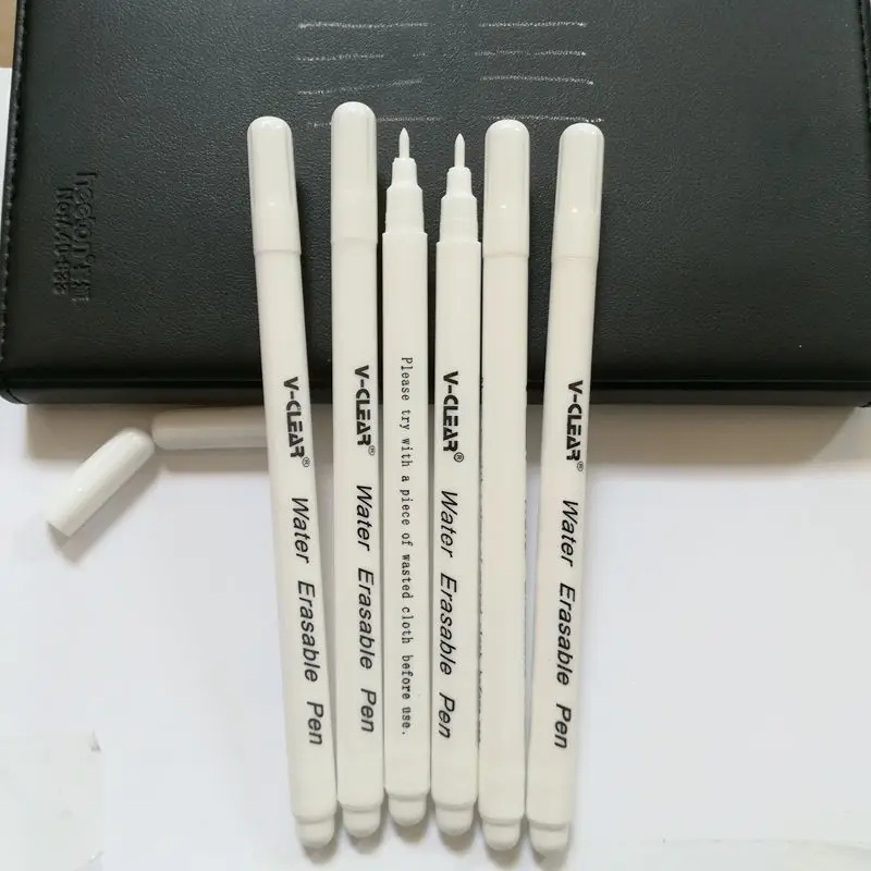 White Color Water Soluble Pen 6 Pcs Wasable Ink Pen For Cross Stitch Textile Erasable Marking Pen Fabric Marker DIY Needlework