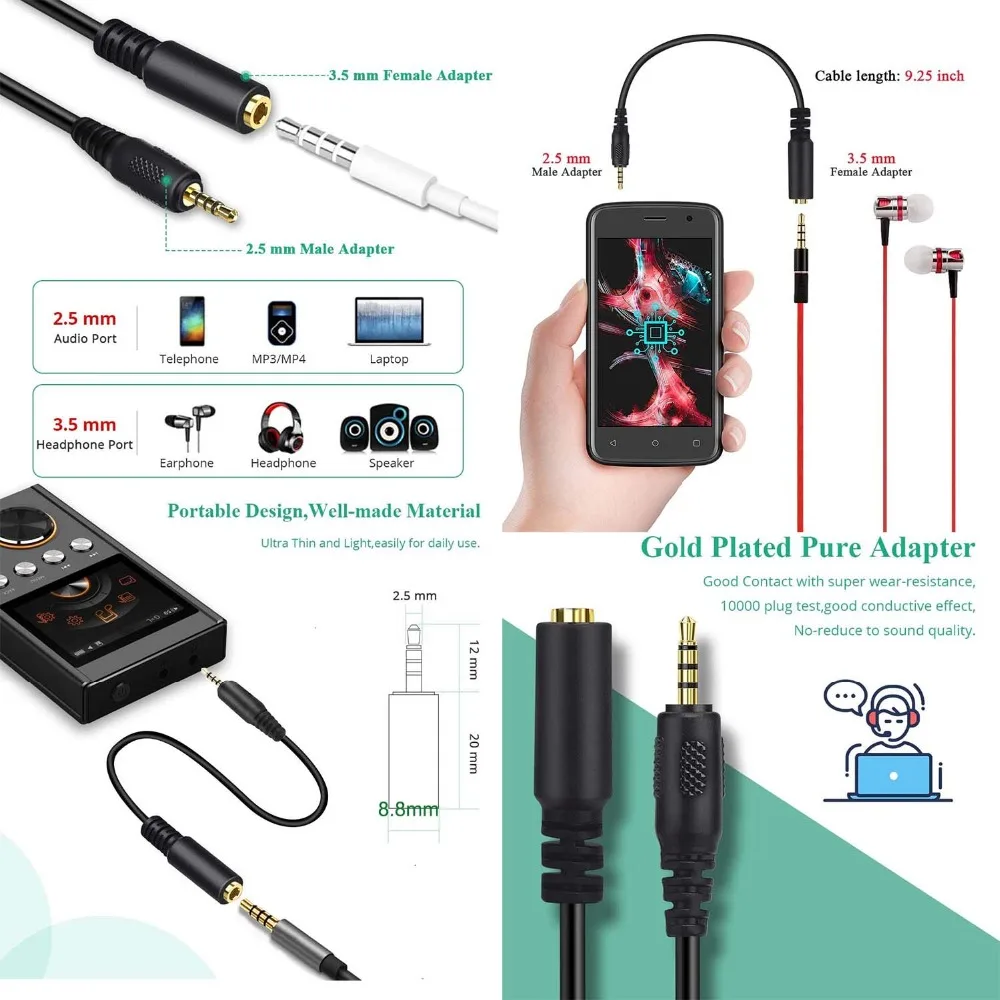 2.5MM4节公转3.5MM4节母0.2米镀金线 6