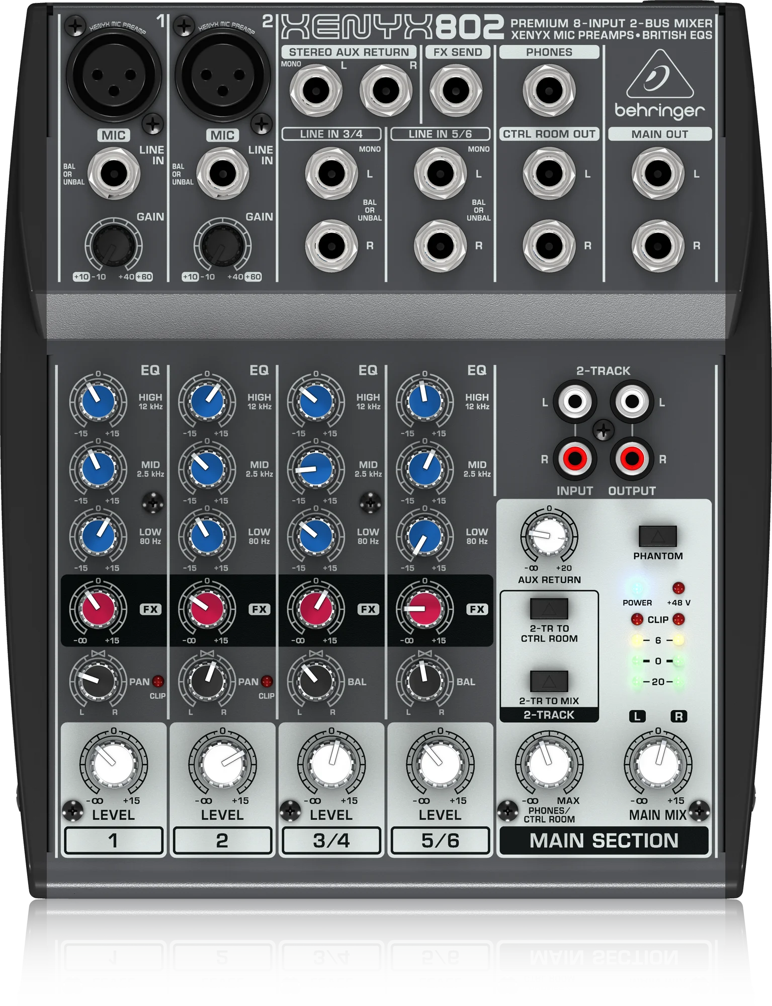 Behringer XENYx 802 Премиум 8-вход 2-шиповый Миксер с микрофоном XENYX предусилители и