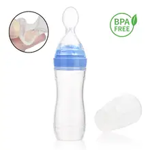 120 мл силиконовая выдавливающая бутылочка для каши, дозирующая ложка, для младенцев, для малышей, для кормления, Твердые Детские Ложки, 4 унции