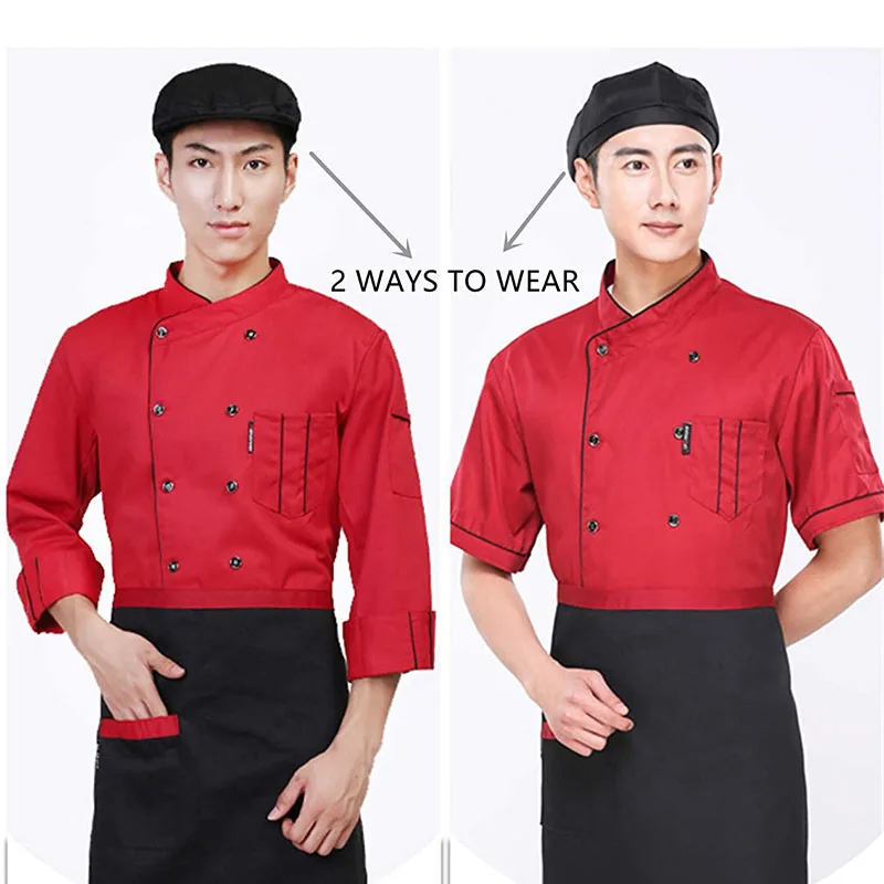 Apron + hat Adjustable Half-length Adult Apron Striped Hotel Restaurant Chef Waiter Kitchen Cook