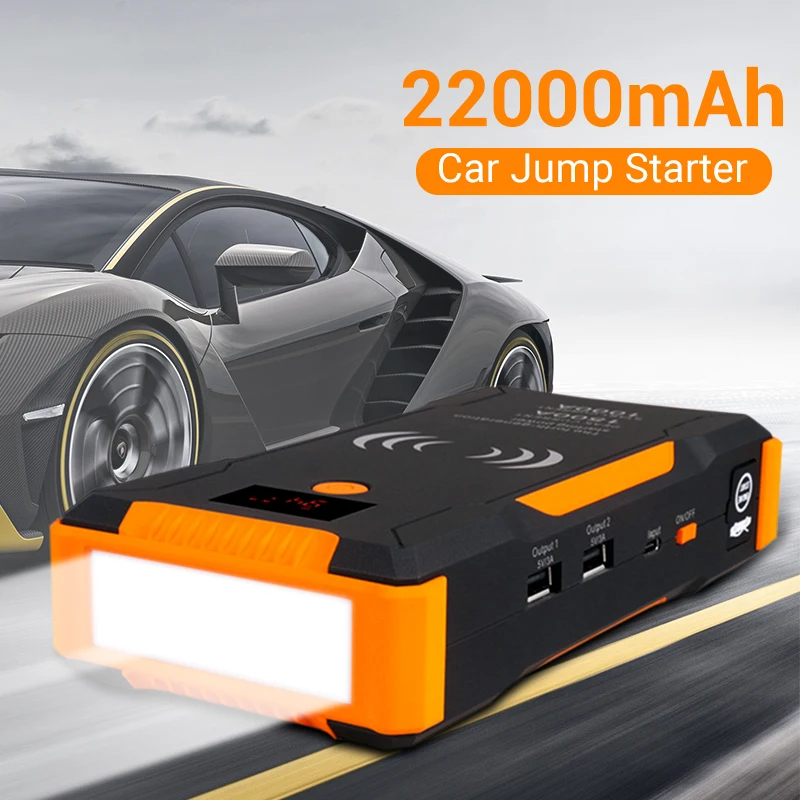 

22000mAh Car Jump Starter 12V 1500A Wireless Charger Car Emergency Charger Battery Booster Charger Petrol Diesel Car Power Bank